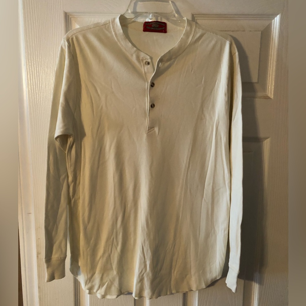 Men’s White The Northwestern Knitting Company Long-Sleeve 3-Button Henley Size L